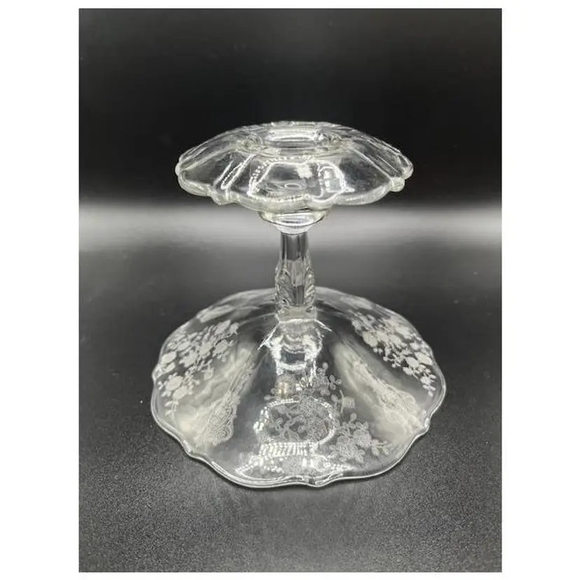 Vintage Cambridge Caprice Candlestick ~ Elegant Rose Point Etching ~ Measures 4.25 inches tall