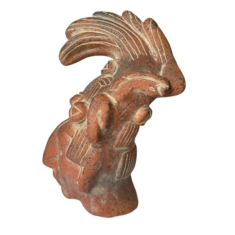 Vintage Maya King Pakal Of Palenque Terracotta 12” Head Pottery