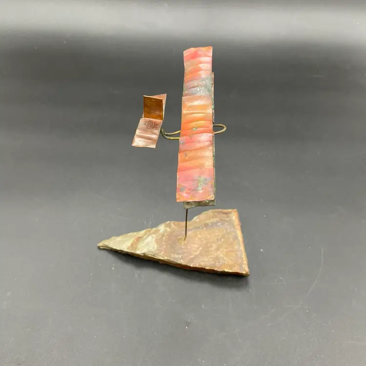 Brutalist Torch Cut Metal Bi Plane Airplane Plane Kinetic Art Sculpture Signed