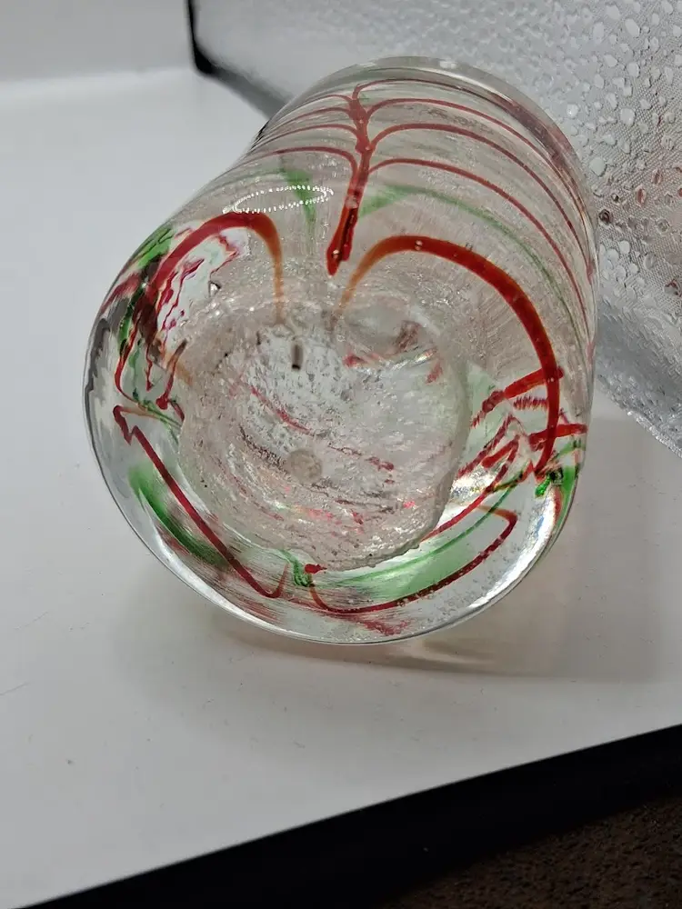 Hand Blown MURANO, Fratelli Toso, Art Glass Christmas Knob Paperweight