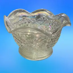 Imperial Carnival Glass Ruffled Bowl Iridescent Grape Leaf Pattern Candy dish