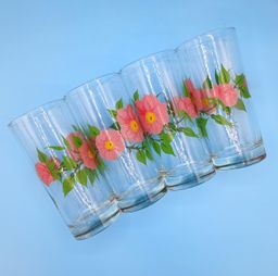 Set Of Four Desert Rose Glassware Tumblers by Franciscan