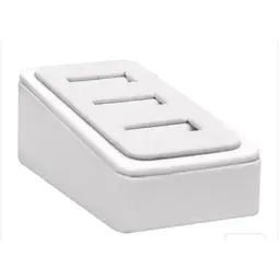 White Leatherette 3 Slot Jewelry Ring Display