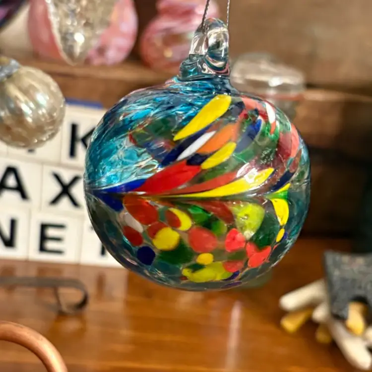 Blue Small Heavy Orb With Rainbow Splatter