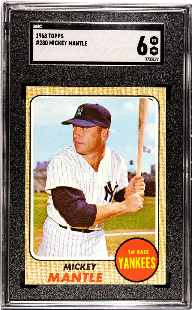 1968 Topps #280 Mickey Mantle SGC 6 EX-NM – Final Year Card Vintage Yankees HOF