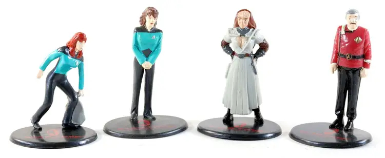 Star Trek Lot Of 4 3" PVC Figures Crusher Troi Scotty B'Etor Next Generation 1994