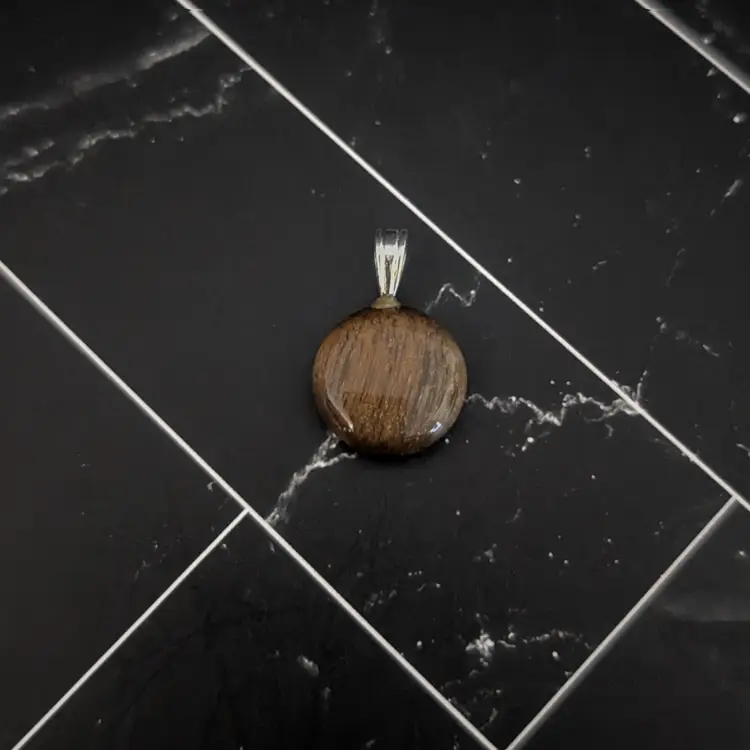 Vintage Pendant - Brown & Tan Small Circular - 0.5" - No Chain Included