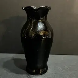 Dark Amethyst Ruffled Bud Vase ~5.25” x 2.5” diameter