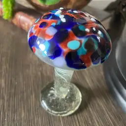Mushie #6- Fused Speckled Art Glass Mushroom Figurine With Beautiful Color Way And Base