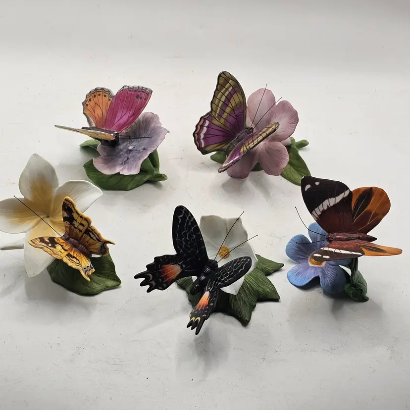 Franklin Mint butterflies vintage Figurine set of 5 Taiwan