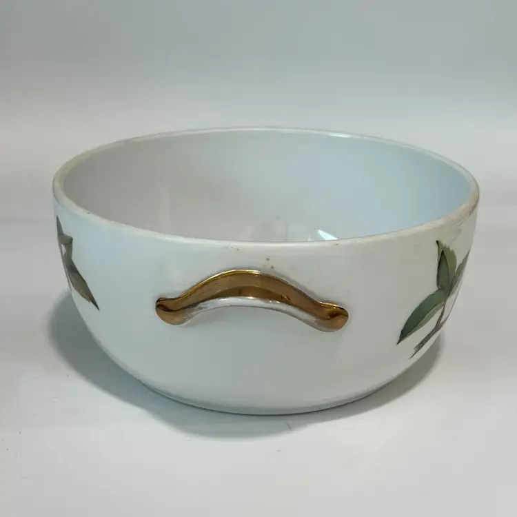 Royal Worcester Evesham Porcelain Peach/Pear Gold Handled Serving Bowl – 9”