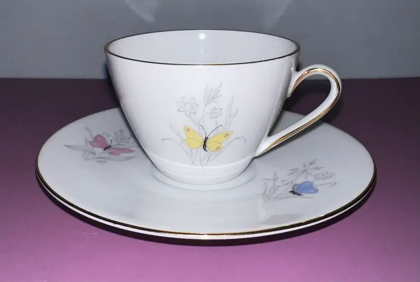 Vintage Seltmann Weiden Bavaria Demitasse Cup And Saucer Butterflies W. Germany
