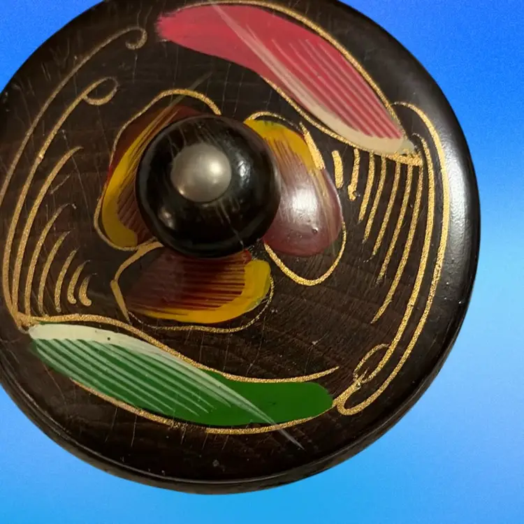 Round Wooden Hand painted Trinket Box