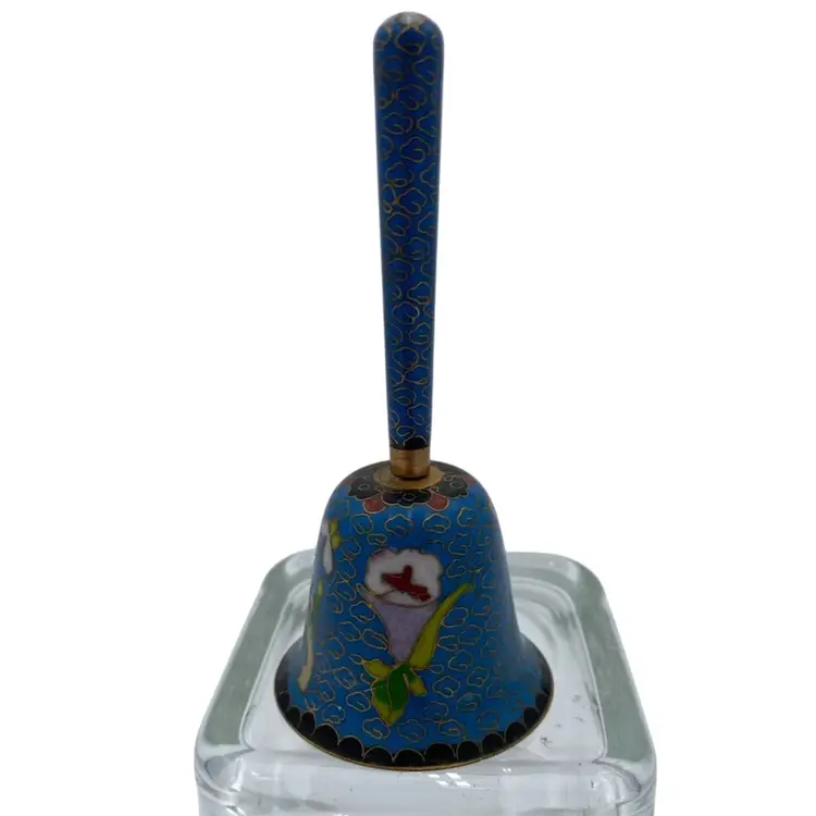 Vintage Cloisonne Blue Bell; Peony, Calla Lilly & Daisy Design, Brass & Enamel