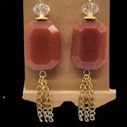 Handmade Carnelian, Crystal, Dangle Earrings