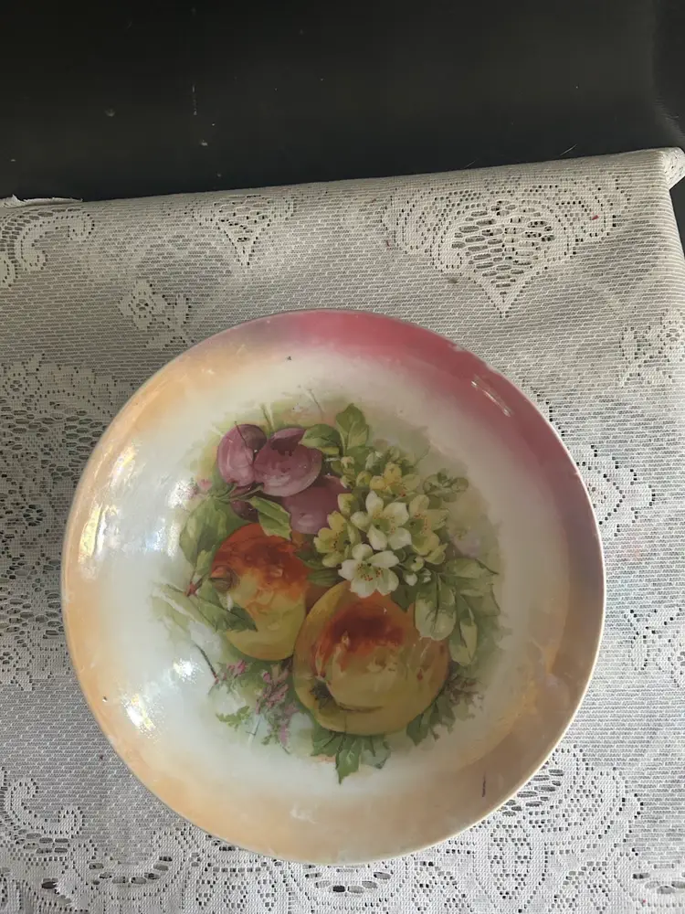 Antique Three Crowns lusterware fruit bowl