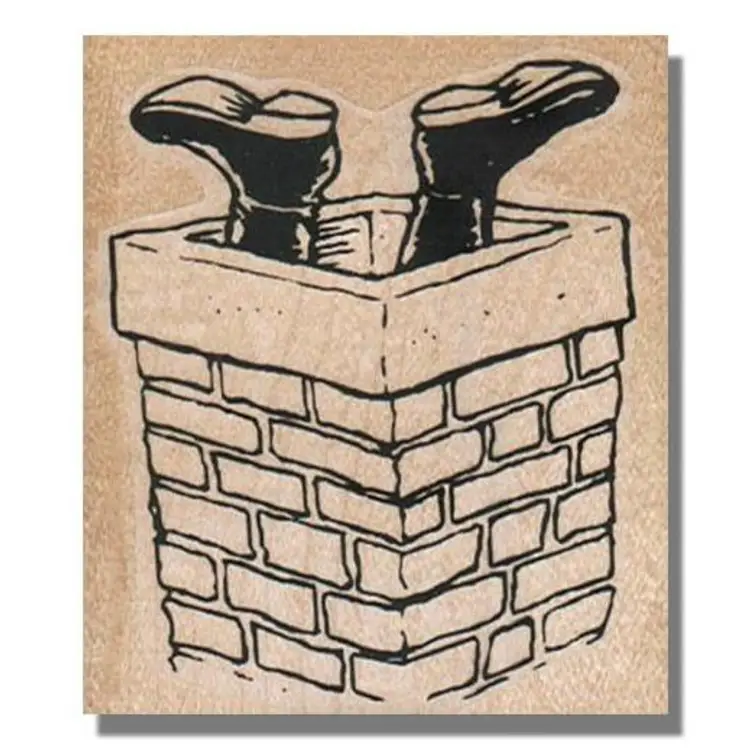 Santa Stuck In Chimney Christmas Holiday Rubber Stamp