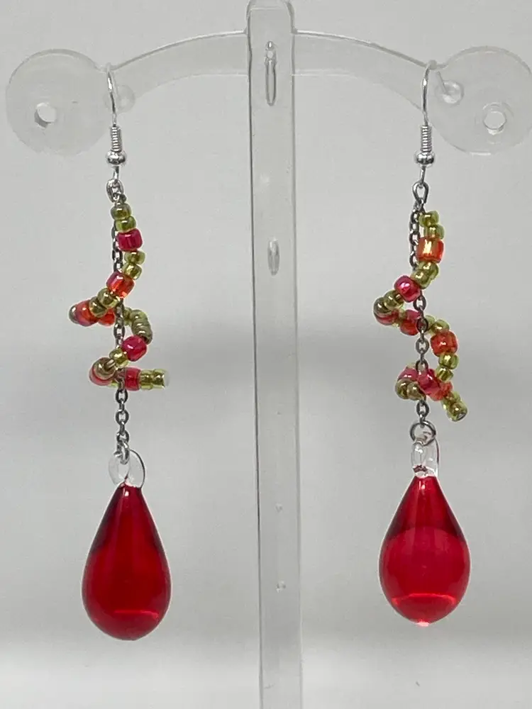 2 Day Sale! 🎉🎄🎉 Glass Beads 3 1/4” Drop Earrings! 925 Stamped Untested Hooks.  Made By Me!