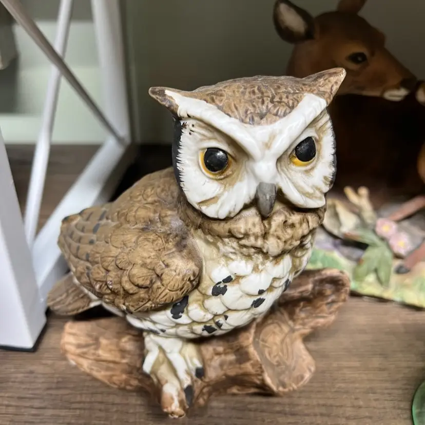 Vintage Homco Great Horned Owl Figurine