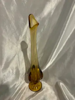 Viking Amber Pedestal Swung Vase Vintage 12”