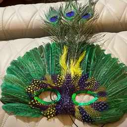 Mardi Gras Peacock Feather Mask New Orleans Fat Tuesday Party