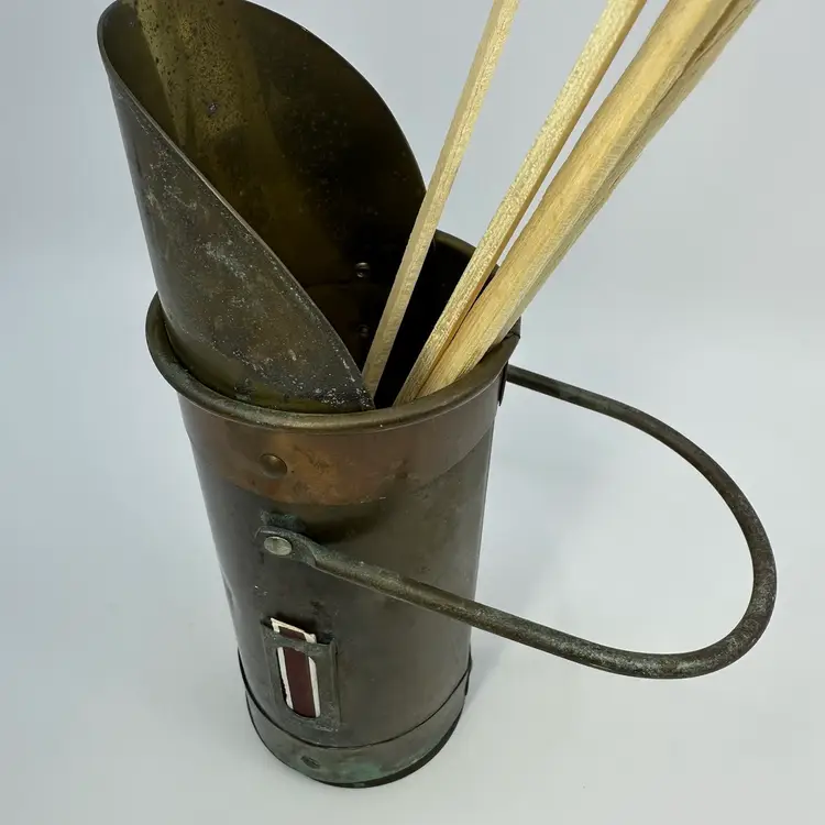 Vintage Fireplace Matchstick Holder Copper & Brass Scuttle Scoop