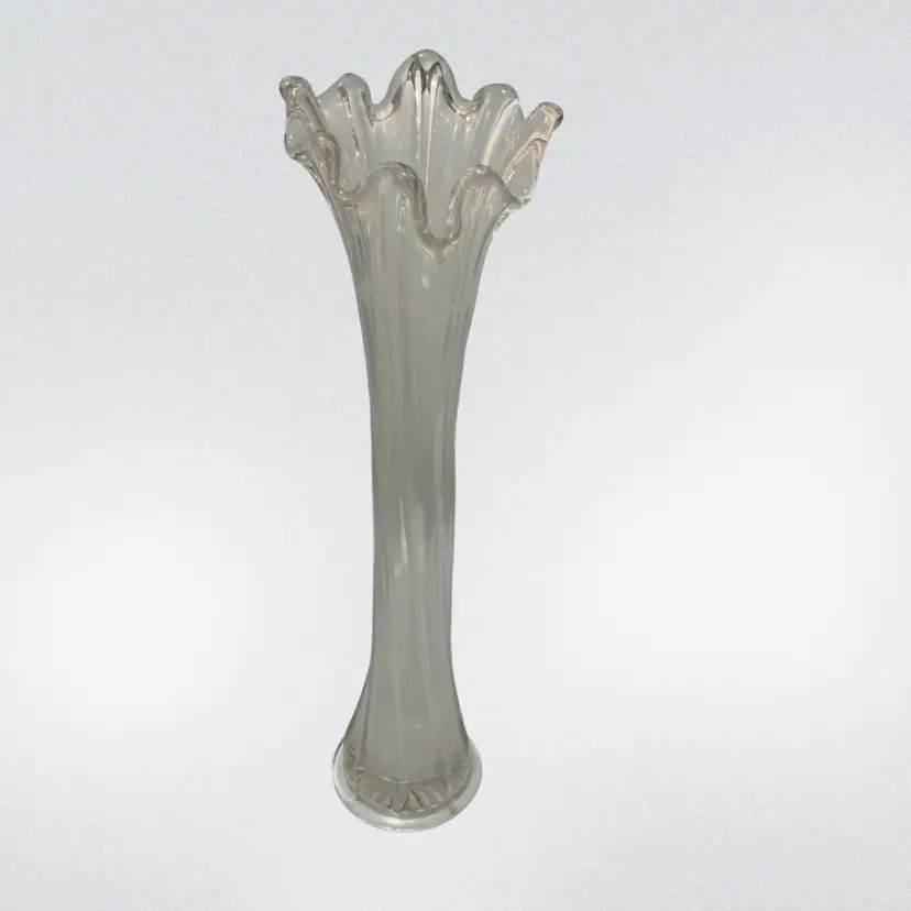 Clear Glass Tall Swung Vase 16”