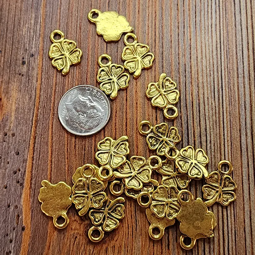 20pcs Goldtone Metal 4-Leaf Clover Charms 17x12MM #BC114