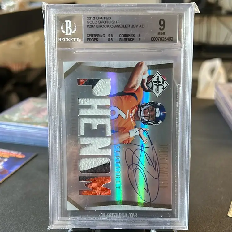 2012 Limited Brock Osweiler RC Auto Gold Spotlight 2/25 BGS 9 Mint / 10 Auto