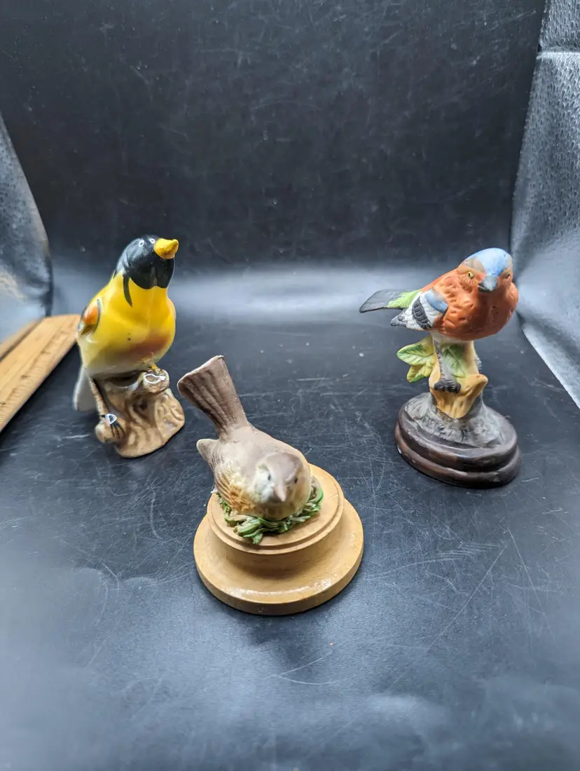 Set of 3 Vintage Bird Figurines Various Makers