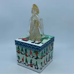 Art Glass Murano Angel 5” A clear Murano art glass angel figurine with gold inclusions by La Fenice.