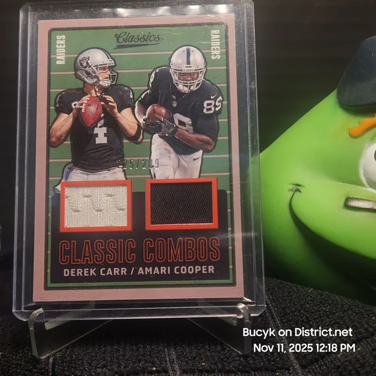 2017 Panini Classics Combo Relic - Derek Carr Amari Cooper Las Vegas Raiders