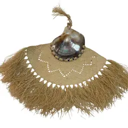 Vintage Raro Rito Niau Mother of Pearl Fan Polynesian Island Hand Made