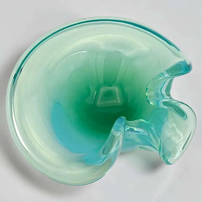 Cenedese Murano Blue Fade Art Glass Biomorphic Organic Shaped Bowl 60's Vintage