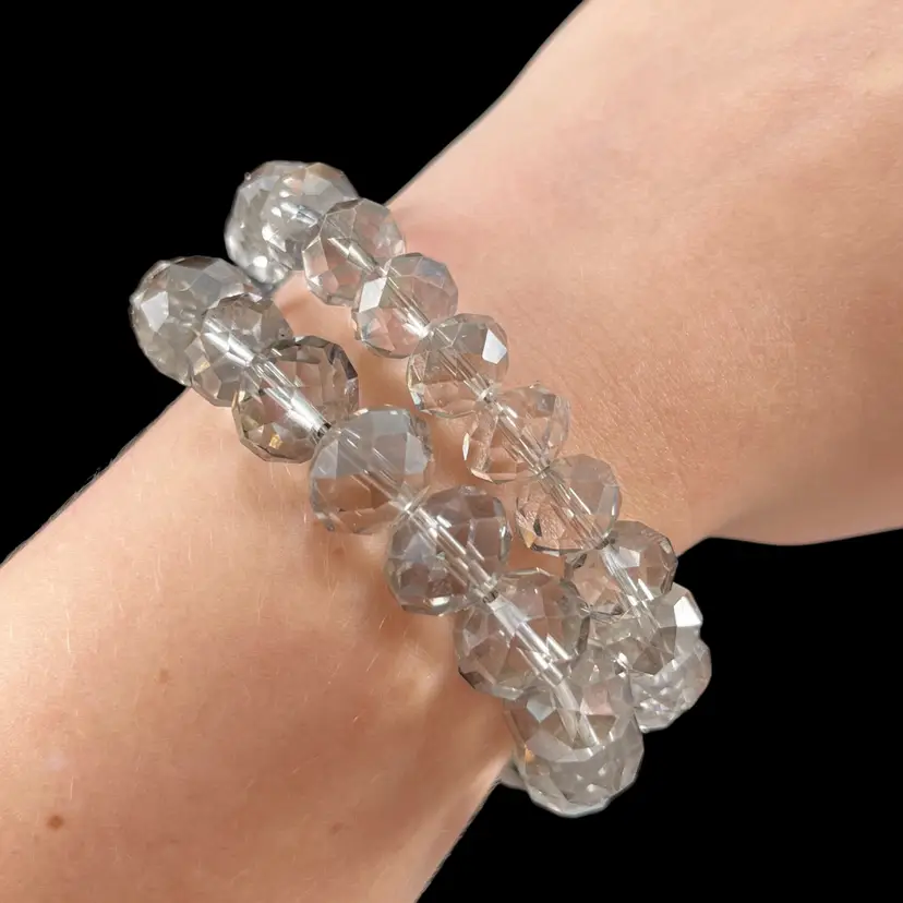 Smokey Quartz-Look Double Strand Bracelet With Toggle Clasp