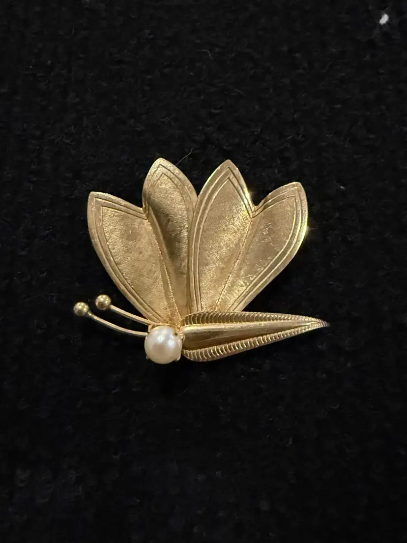 Vintage Antique Art Deco Signed CA, 12k GF Gold Filled Butterfly Pin Brooch