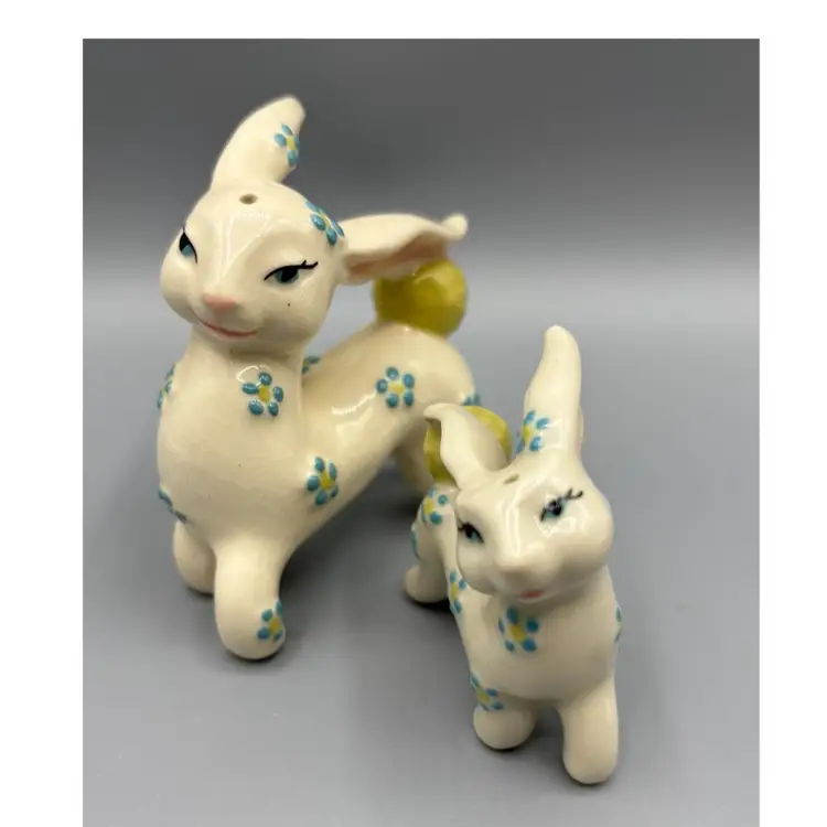Vintage Hand Painted Porcelain Bunny Rabbit Figurines