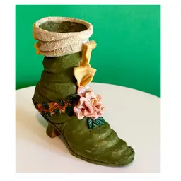 Vintage Green Resin Miniature Shoe