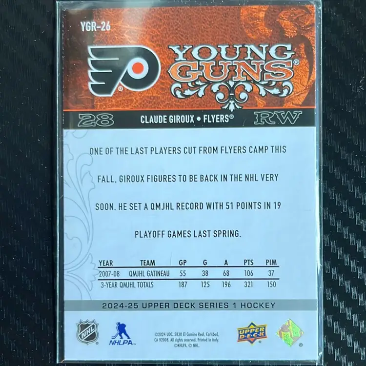 24-25 Upper Deck S1 Claude Giroux Young Guns YGR-26