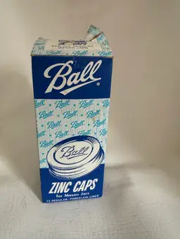 12- VINTAGE Ball ZINC CANNING Mason JAR LIDS White Porcelain Lined Regular