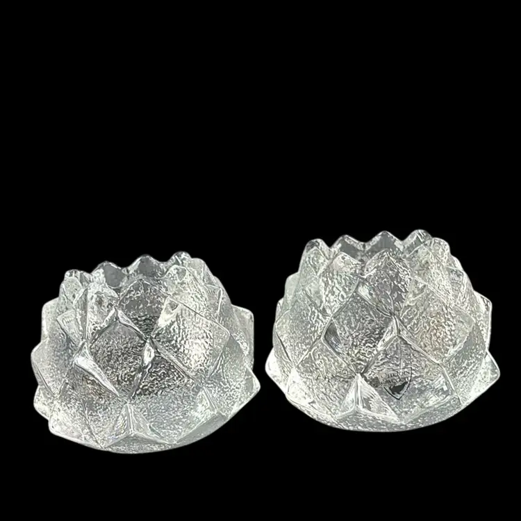 Pair of Orrefors Sweden Firefly Artichoke Nimbus Crystal Votive Candle Holder