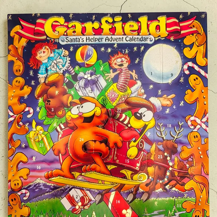 Garfield Santa's Helper Advent Calendar Old Stock Flaps Never Opened 1978 HTF