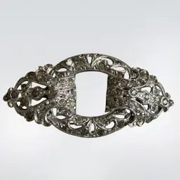 Vintage Art Deco Silver Tone Rhinestone Dress Clip Brooch Pin Pat Pending