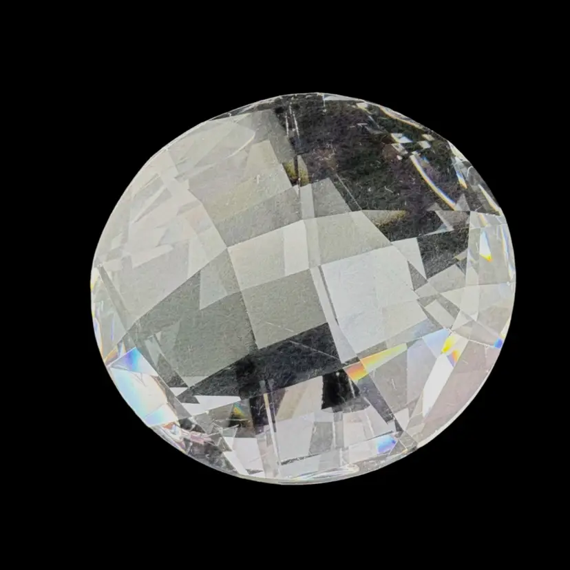 Round Disc Shaped Crystal Object/Paperweight 2.25” x 2.25”
