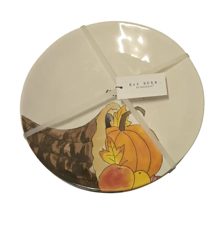 Rae Dunn Magenta Artisan set of (4) Thanksgiving Plates