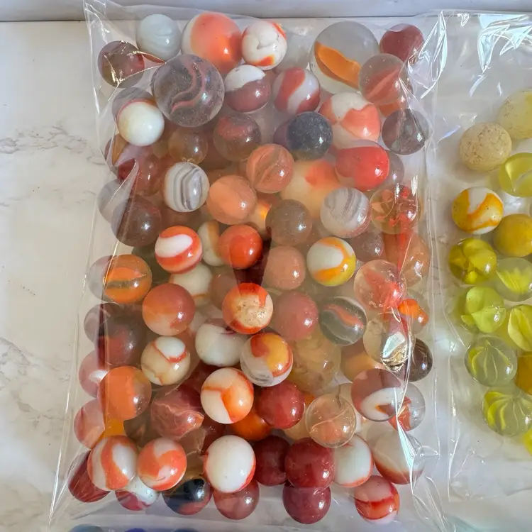 Bags of Vintage Color-Sorted Marbles