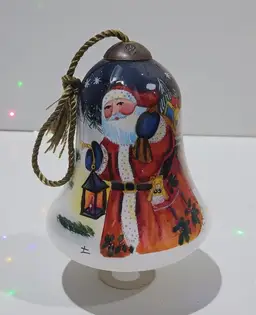 Ne'Qwa Susan Winget Reverse Painted Glass Santa Ornament The Joy You Give