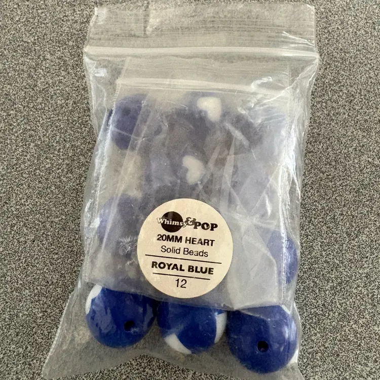 Blue Heart Bubblegum Beads