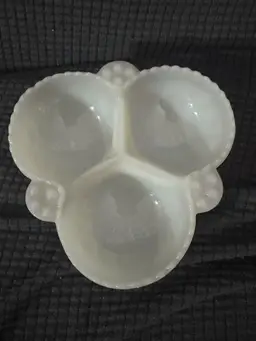 Vintage Fenton Westmoreland Hobnail Milk Glass Divided Dish