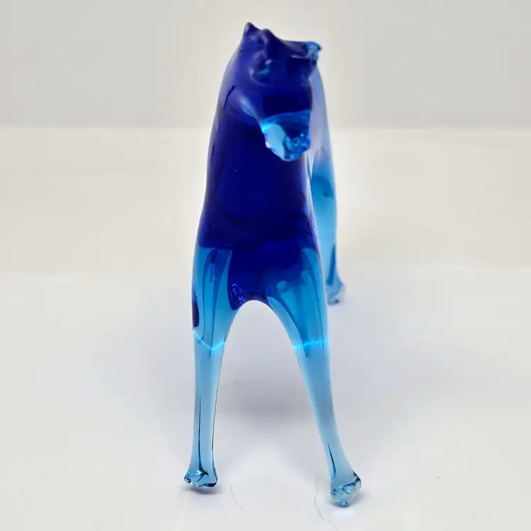 Hand Blown Glass Horse Figurine, Cobalt, Blue, 3" Tall
